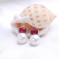 8-9mm AAA Freshwater Pearl Earring White Button Pearl Earring